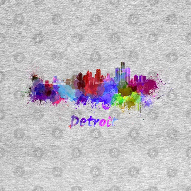 Detroit skyline in watercolor by PaulrommerArt